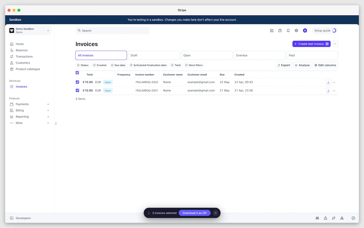 Stripe Invoice Downloader screenshot